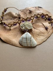 Natural Seashell and Amethyst Choker