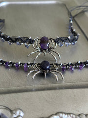 Amethyst Spider and Iolite Macrame Choker