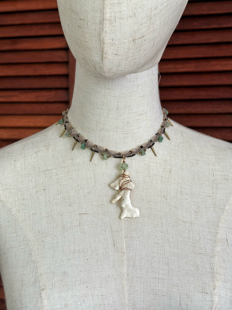 Natural Coral and Green Aventurine Choker