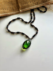 Crystal Black Lip Shell and Hematite Hand Knotted Necklace