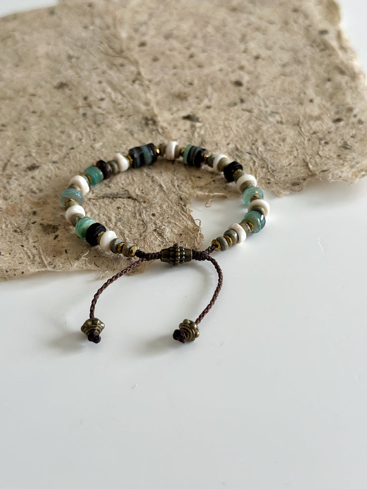 Turquoise and Natural Shell Bracelet