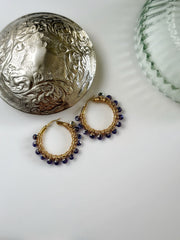 Duo Chrome Royal Blue Hoops Hand Wrapped Large