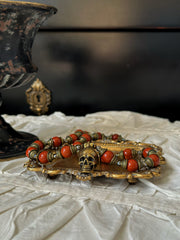 Red Jade Bronze Skull Necklace