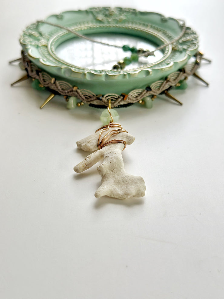 Natural Coral and Green Aventurine Choker