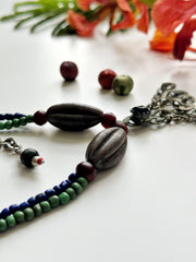 Ethnic Beaded Necklace with Vintage Afghani Pendant