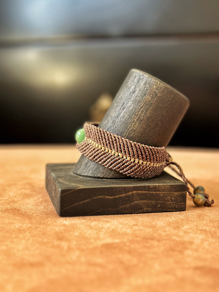 Mens Macrame Cuff with Jade