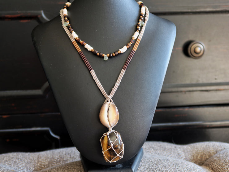 Tigers Eye Macrame Necklace