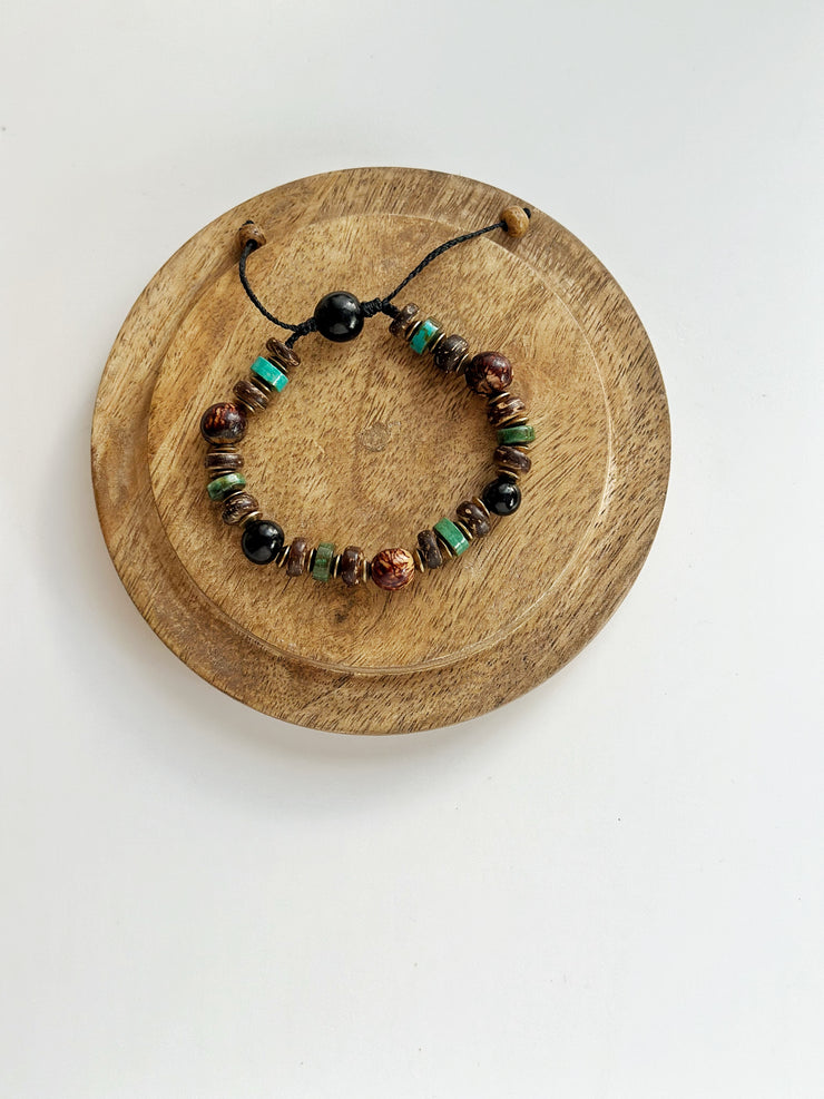 Açaí Seed Turquoise and Coconut Bead Bracelet