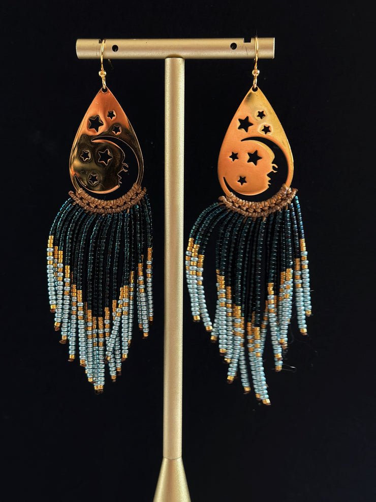 Beaded Luna Fringe Earrings