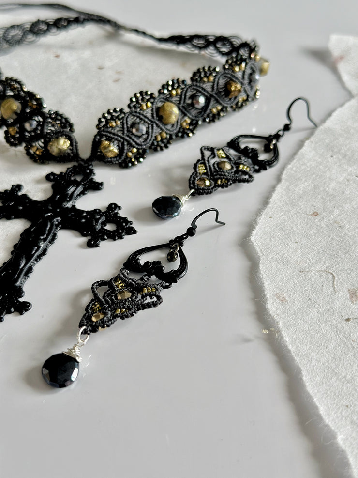 Medieval Gothic Macrame Cross Set