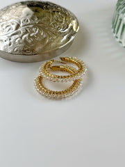 Hand Wrapped Beaded Crystal Hoops Large