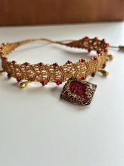 Rare Vintage Czech Glass Macrame Choker