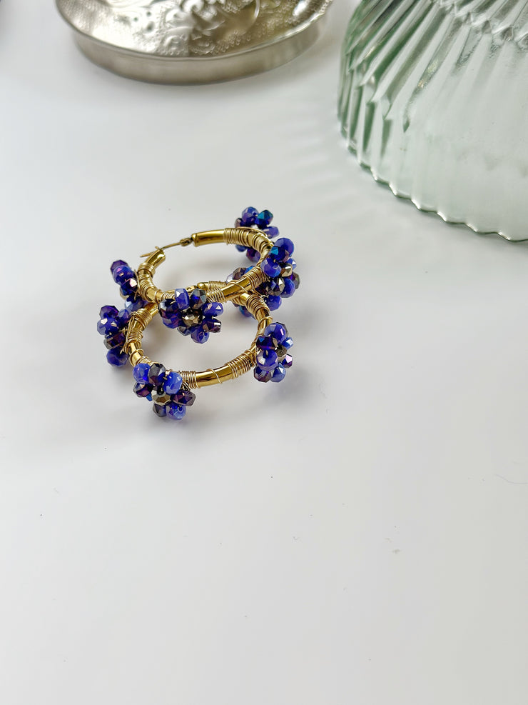 Royal Blue Duo Chrome Flower Hoops