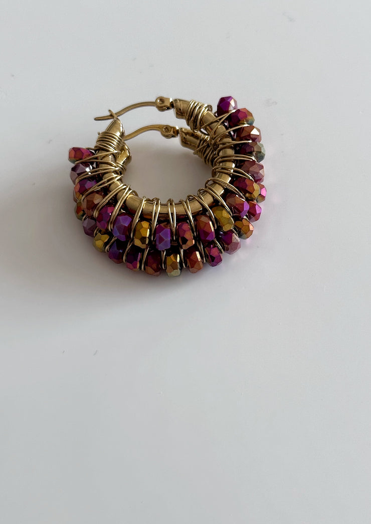 Gold Plated Stainless Steel Hypoallergenic Medium Hoops Duo Chrome Magenta