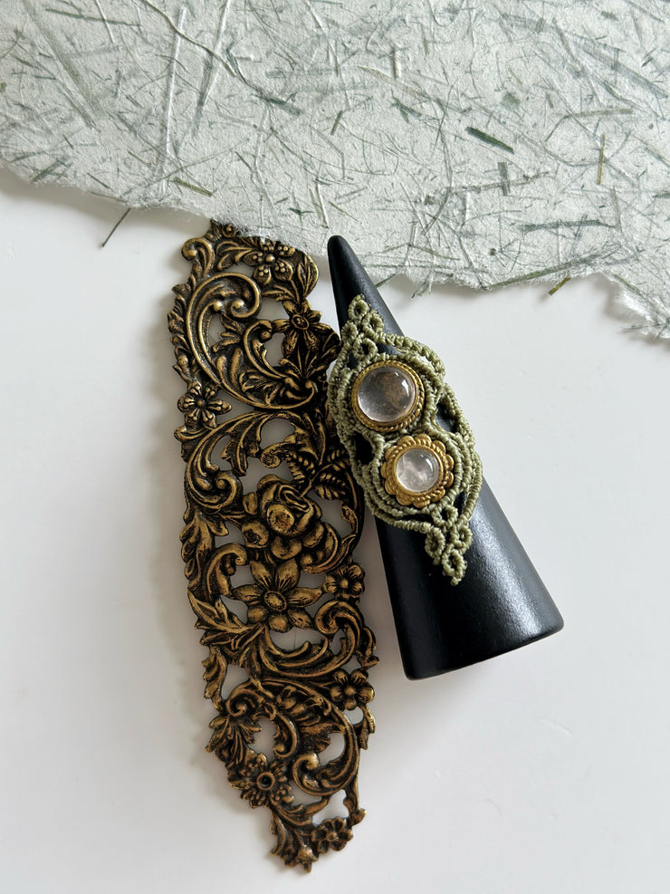 Rose Quartz Macrame Ring