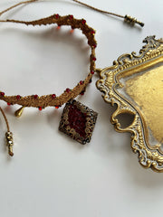 Rare Vintage Czech Glass Macrame Choker