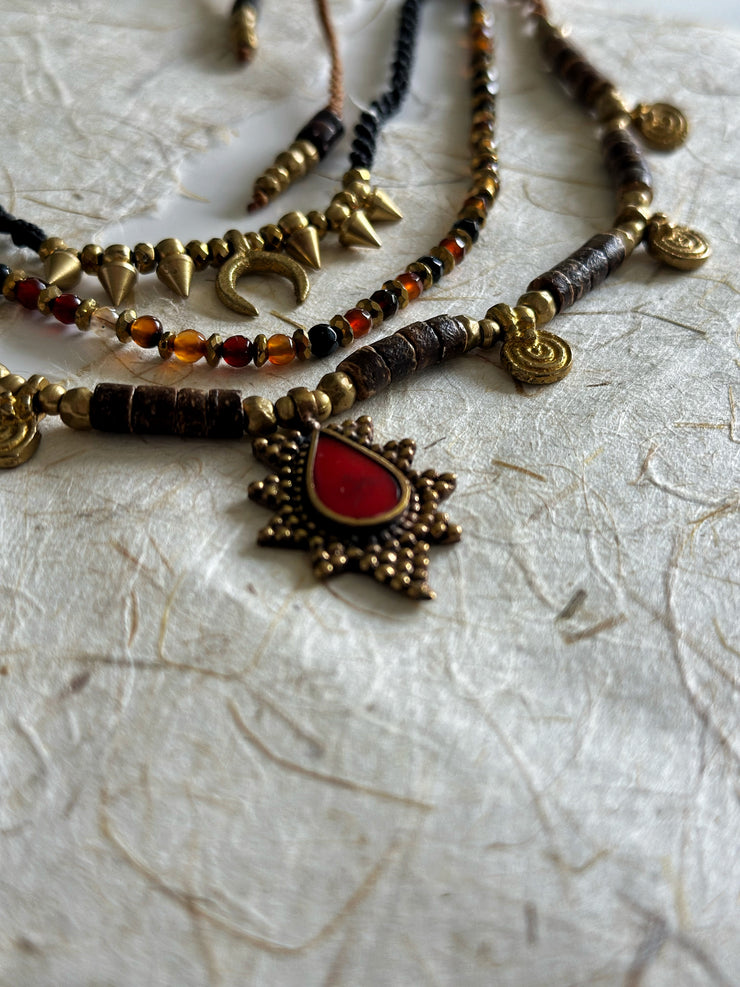 Dark Boho Ethnic Layered Necklace