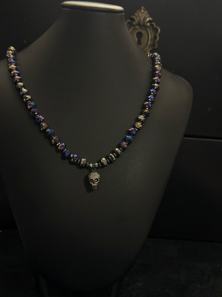 Blue Crystal Skull Necklace