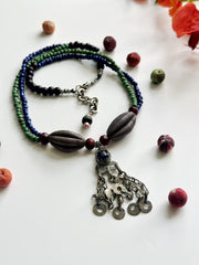 Ethnic Beaded Necklace with Vintage Afghani Pendant