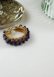 Duo Chrome Royal Blue Hoops Hand Wrapped Large