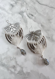 Beaded Butterfly Macrame Labradorite Earrings