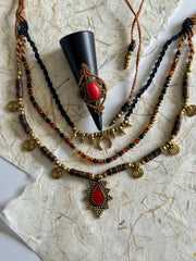 Dark Boho Ethnic Layered Necklace
