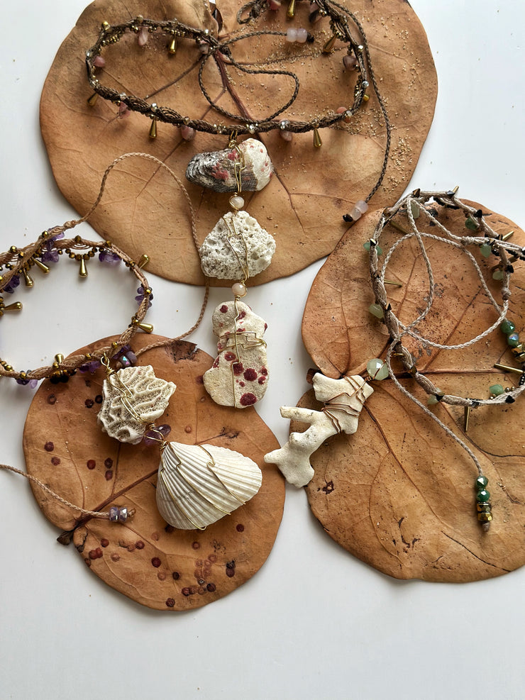 Natural Seashell and Amethyst Choker