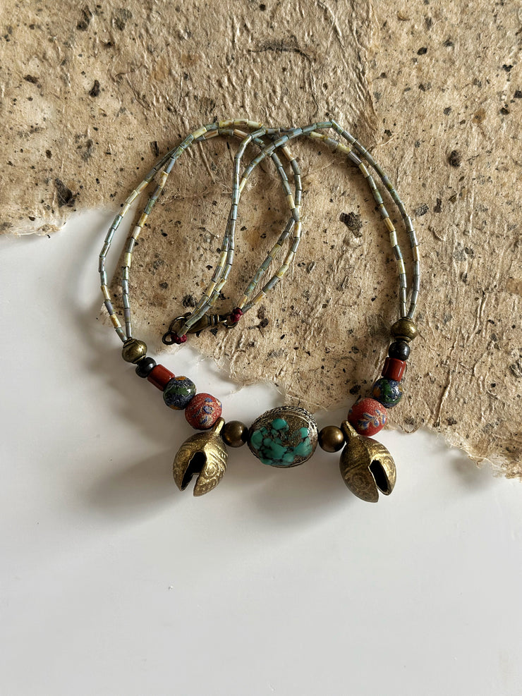 Ethnic Brass Bell Necklace