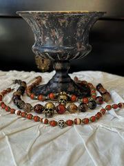 Red Jade Bronze Skull Necklace