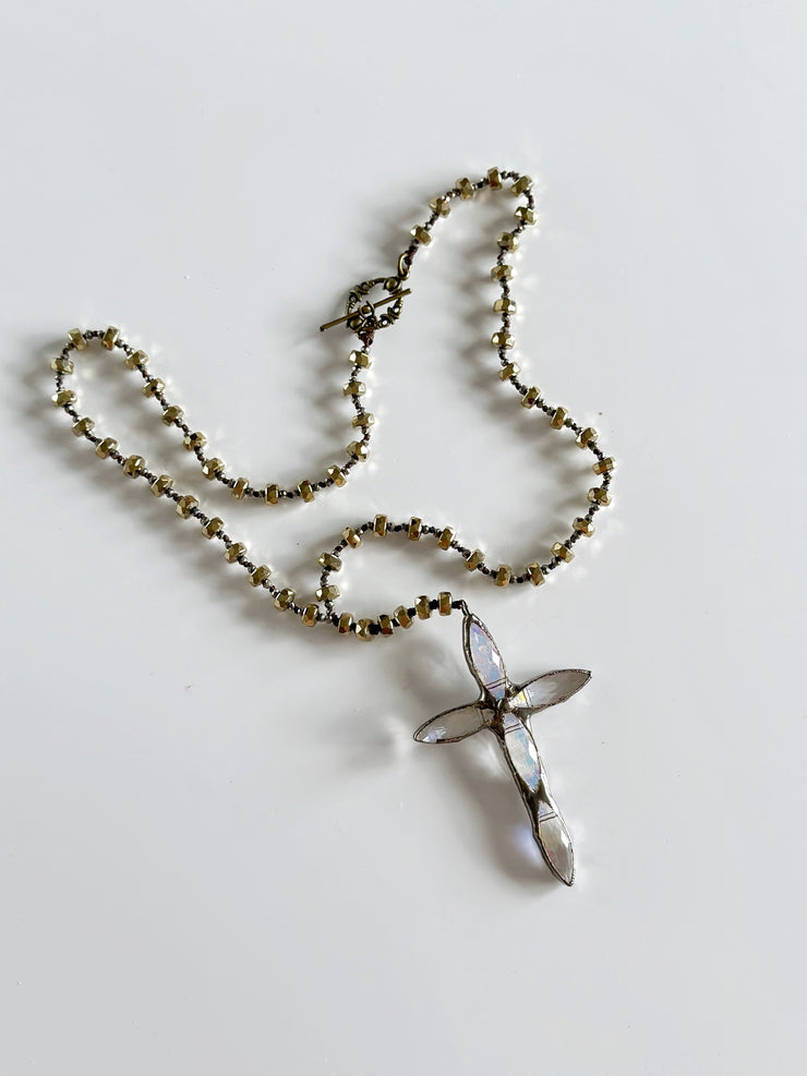 Hand Tied Crystal Cross Pendant