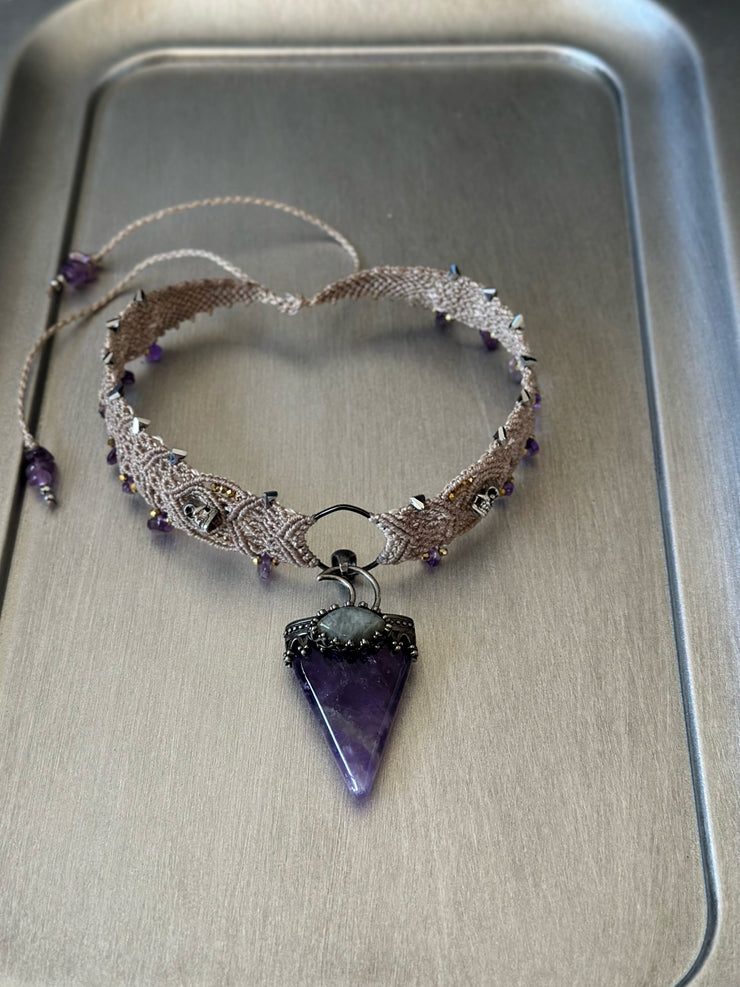 Amethyst Labradorite Moon Choker