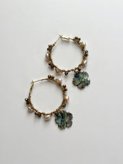 Abalone Flower with Pearl Hoops