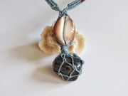 Blue Tigers Eye Macrame Necklace