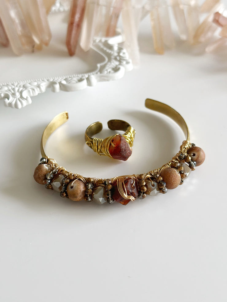 Raw Carnelian Brass Cuff