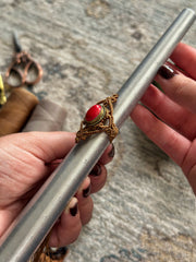 Red Onyx Macrame Ring