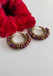 Gold Plated Stainless Steel Hypoallergenic Medium Hoops Duo Chrome Magenta