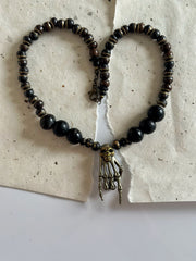 Antique Silver Rock n Roll Skull Necklace