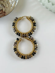 Duo Chrome Black Silver and Gold Large Hoops