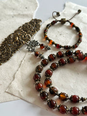 Red Agate and Bronze Necklace