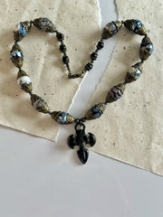 Dragon Vein Agate Skull Dagger Necklace