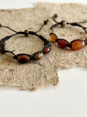 Agate Adjustable Macrame Bracelet