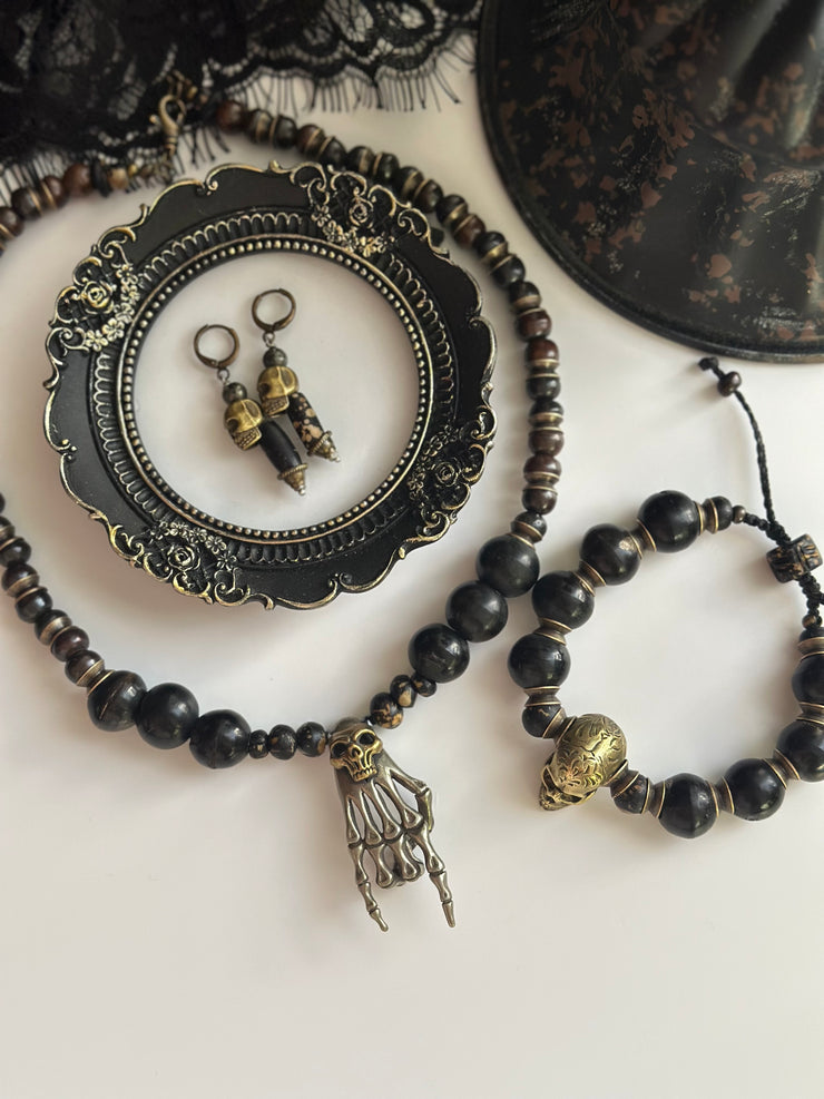 Antique Bronze Skull and Bone Huggies