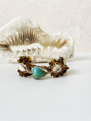 Turquoise Cowrie and Amber Macrame Bracelet