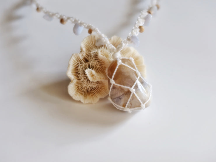 Blue Lace Agate Macrame Necklace