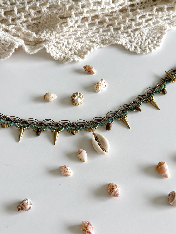 Boho Cowrie Macrame Choker