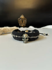 Silver Skull Macrame Bracelet