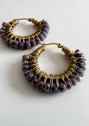 Gold Plated Stainless Steel Medium Hoops Lavender