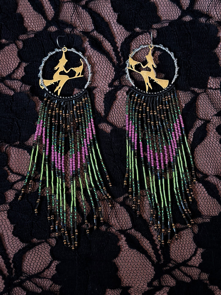 Spooky Season Beaded Fringe Earrings