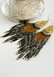 Beaded Luna Fringe Earrings