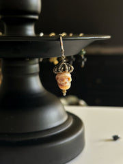 Pirate Skull Earring Carved Pearl